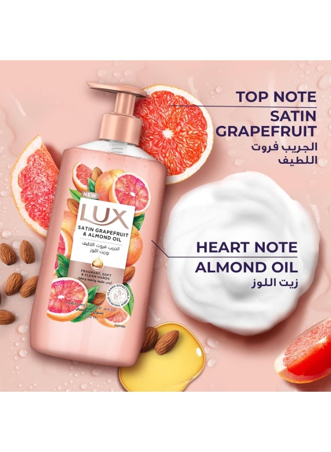 Lux Perfumed Hand Wash, Satin Grapefruit and Almond Oil, for Fragrant, Soft & Clean Hands, 500ml - Image 3